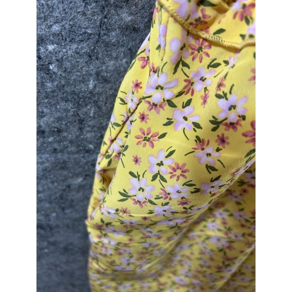 Cottagecore Floral Romper Dress Yellow w/ Pockets Summer Spring Vibes - Picture 3 of 7